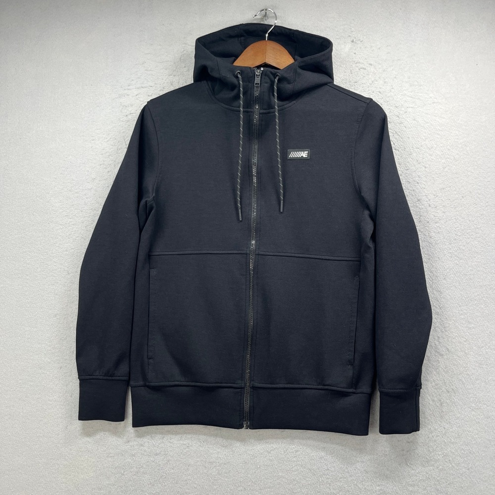 American Eagle Full Zip Hoodie Mens XS Black Active Scuba Jacket Athleisure